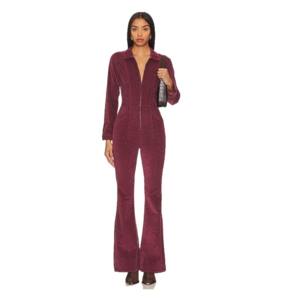 Free People Corduroy Jumpsuit in Deep Wine